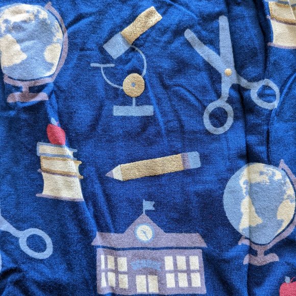 NWT Kickee Pants Print Loosey Goosey Long Sleeve Tee in Navy Education Small - Picture 4 of 6